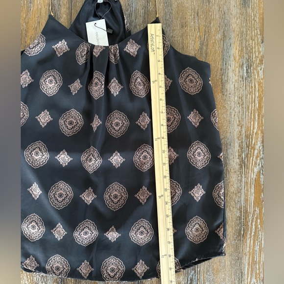Collective Concepts Women’s Black & Tan Patterned Top with Bronze Straps Size M - Picture 5 of 8
